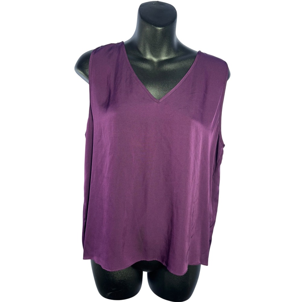 Quince women's large washable stretch silk tank aubergine capsule sustainable